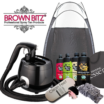 Tanning essentials Pro V spray tan machine package with tent solutions and disposables - Brown Bitz                                                                                                                                                            .