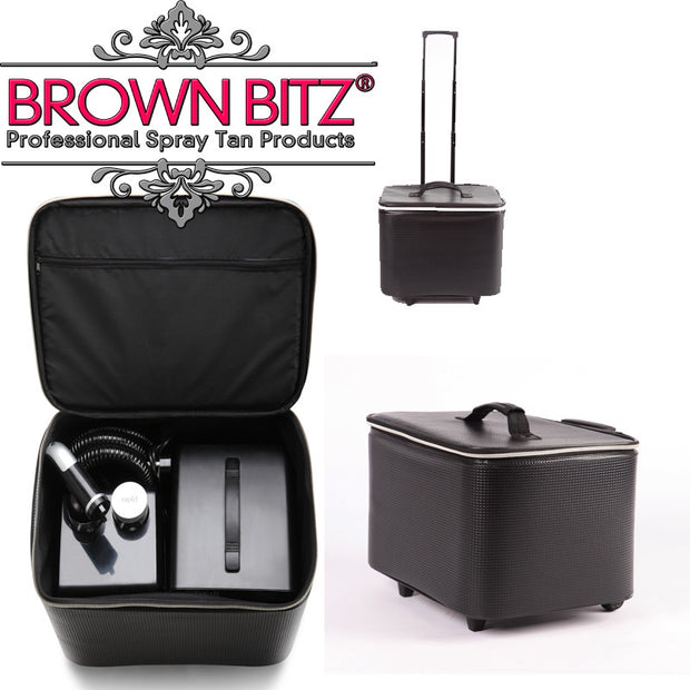 Tanning Essentials spray tan carry case telescopic arm and wheels - Brown Bitz                                                                                                                                                            .