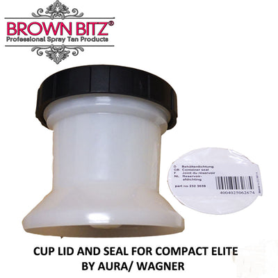 Compact Elite Spare spray tan solution pot with lid and spare seal by Aura tanning - Brown Bitz                                                                                                                                                            .